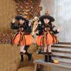 Meisjes Oranje Zwart Gaas Heks Pofmouw Jurk, Kinderen Halloween Prinses Cosplay Outfit
