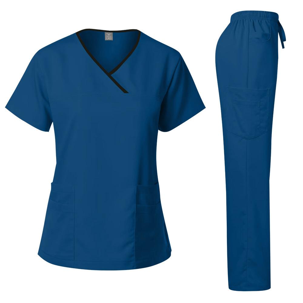 

Медицинская форма медсестры Салон красоты СПА Униформа Стоматологический скраб Комплект скрабов для здравоохранения Женский хирургический халат Топ+брюки Костюм Оптом L