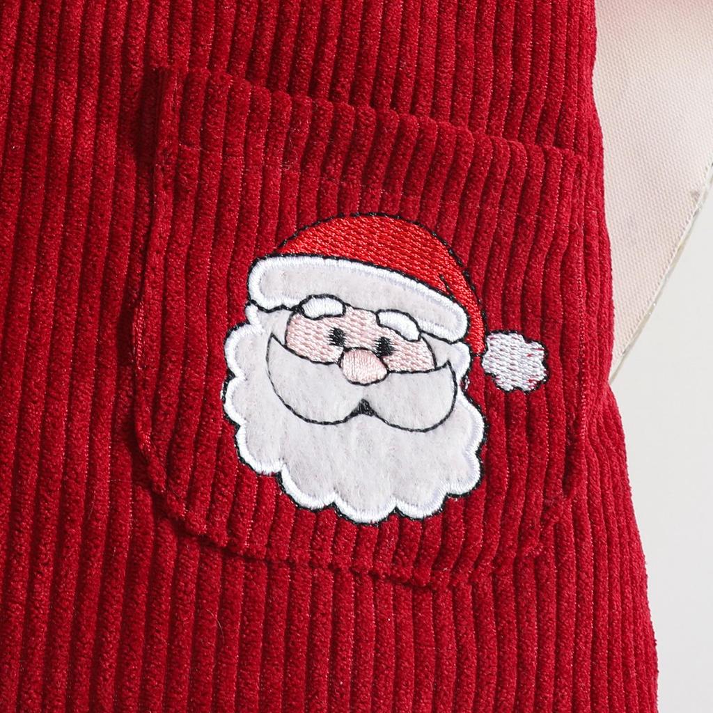 Baby Christmas Corduroy Suspender Skirt Set: Embroidered Dress Romper for Ages 0-1, European & American Style