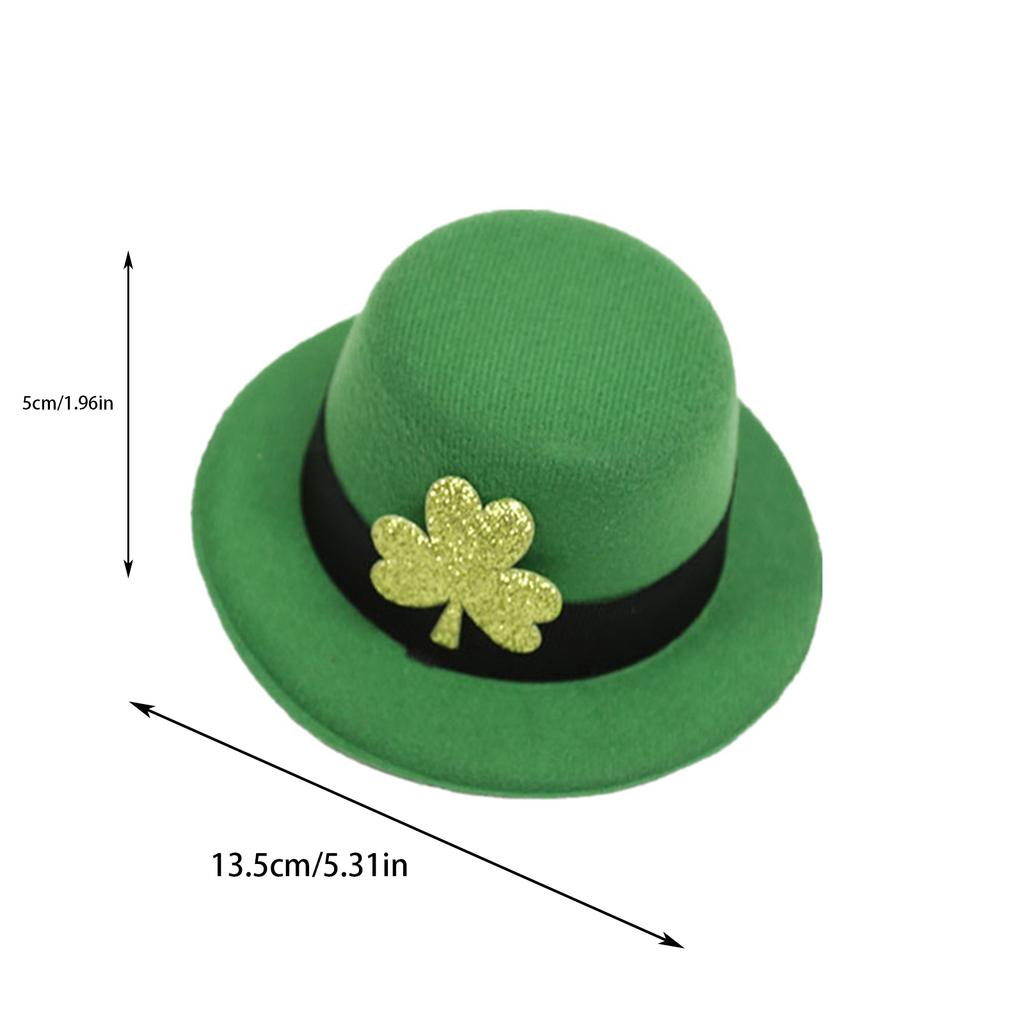 St Patrick S Day Green Shamrock Hat Hair Clip Mini Top Hat Headband Decoration 13.5x5cm