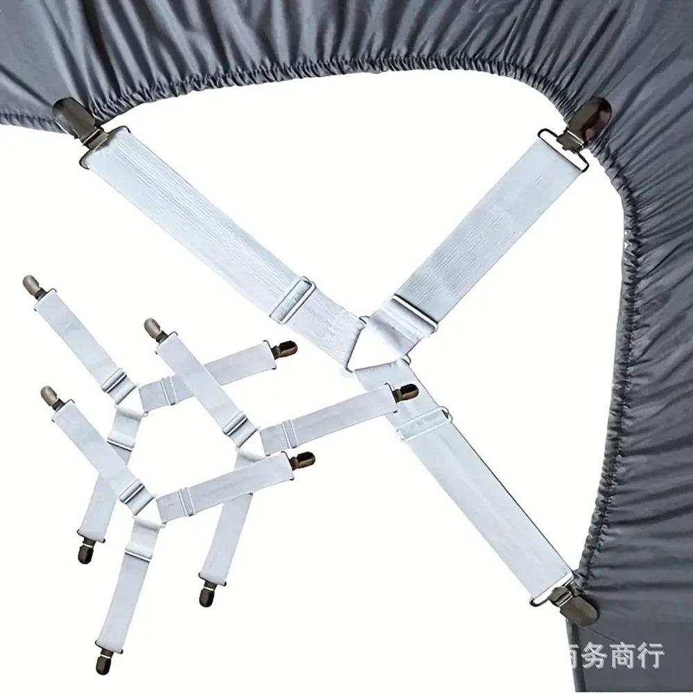 4pcs Triangle Bed Sheet Holder Adjustable Elastic Mattress Cover Corner Holder Clip Bed Gripper Suspender Fasteners Fixing Strap