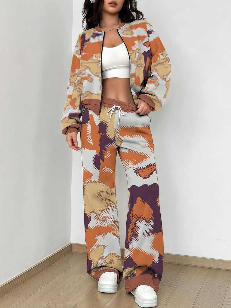 Camouflage Style Autumn and Winter New European and American Women's Clothing Outdoor Fashion Suit Women