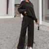 Women Solid Color Long Sleeve O Neck Blouse Top Drawstring Pants Sport Tracksuit Sports Shirts Spring Autumn Set Tracksuit Wome