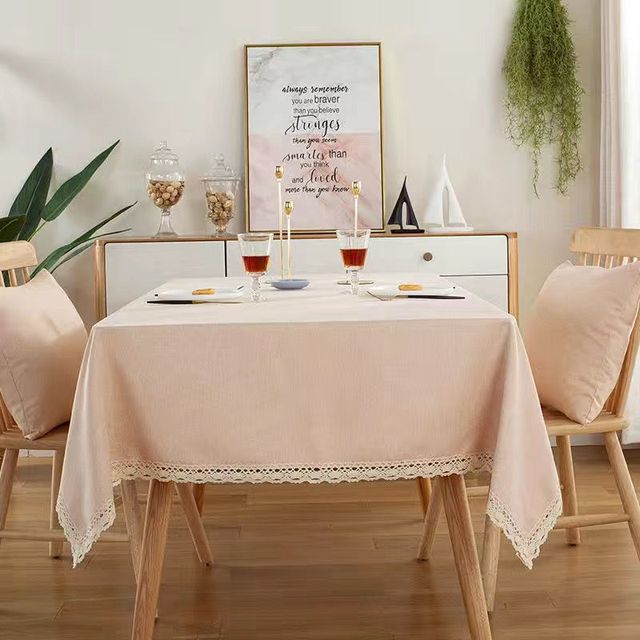 

Однотонная скатерть с кружевом из хлопка и льна, водонепроницаемая, маслостойкая, прямоугольная скатерть для свадебного обеденного чайного стола, украшение для стола 90x90cm шампанского