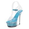 34-43 Size Sexy Super High Heels 15CM Thin Heel Waterproof Table Sandals Transparent Crystal Shoes Wedding Shoes