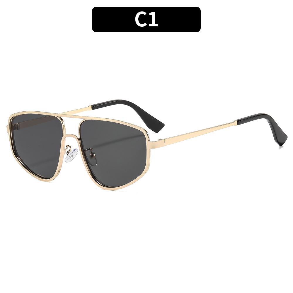 European and American fashion new double-beam metal retro sunglasses, personalized versatile street sunglasses, high-end trendy glasses