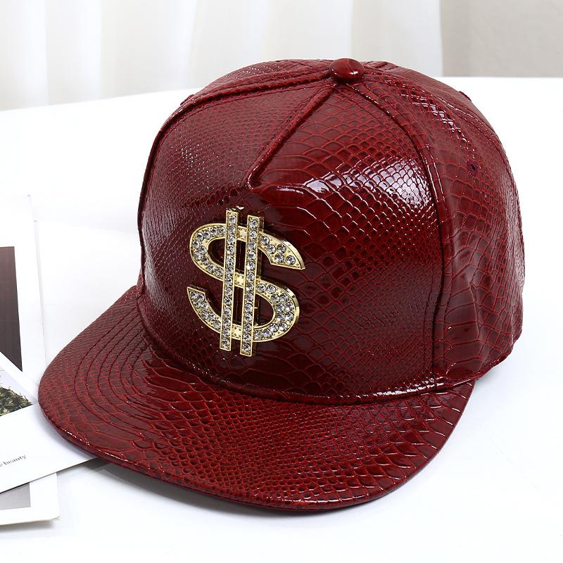 Cappellino da baseball in pelle PU con motivo coccodrillo, nuovo modello primaverile, cappellino trendy hip hop con teschio incrociato, visiera piatta