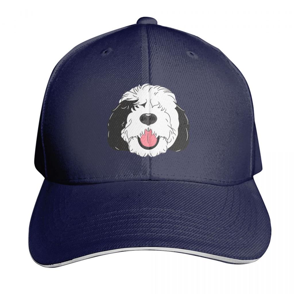 LOVE Black and White Sheepadoodle Baby Blue Baseball Cap Unisex Women Casual Summer Sport Sun Cap