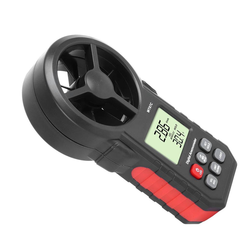 Digital Anemometer LCD Backlit Display Maximum Minimum Average Wind Speed and Temperature Tester