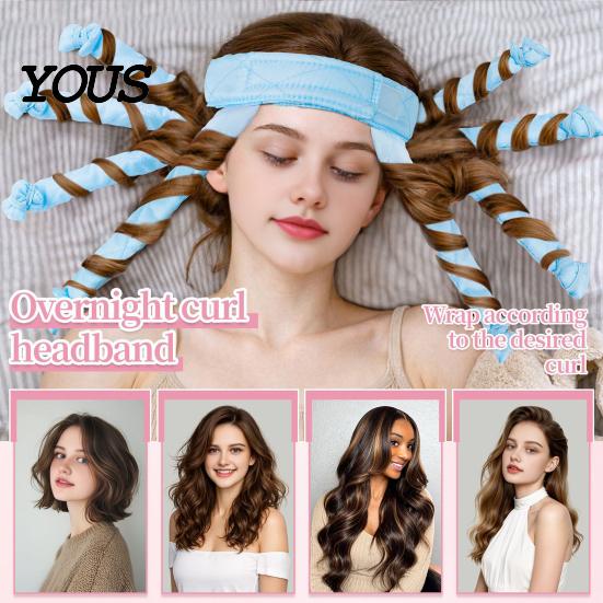 Women Hair Curler No Heat Curling Rod Headband, Fo Long Thick Hair, Headband Curls Roller with Eight Claws, DIY Styling Tool for Portable Accessory