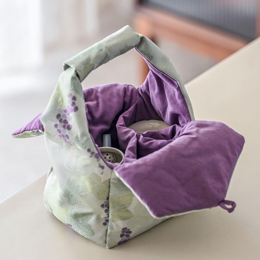 Guochao Hand-Painted Rose, A Pot Of Two Cups Set, Portable Cloth Bag, Outdoor Tea Drinking, High-Value Light Luxury Travel Tea Set