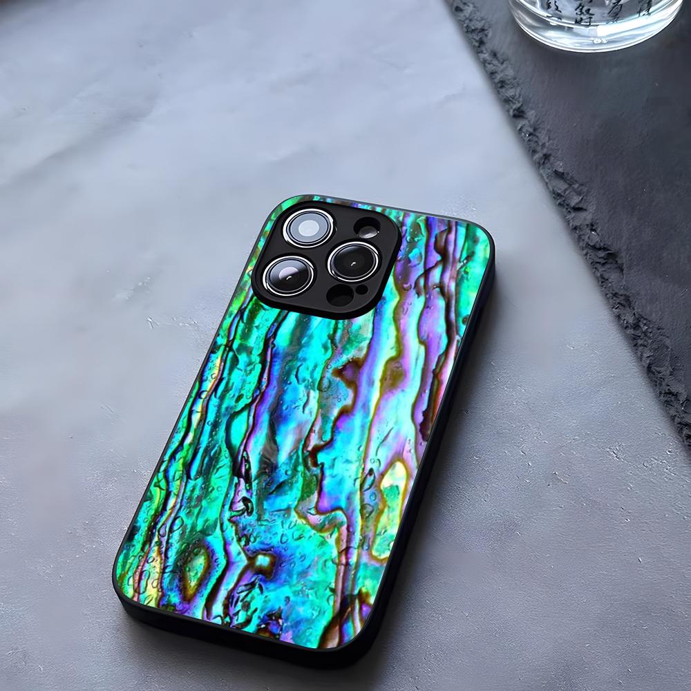 Abalone Shell Phone Case Tempered Glass For IPhone 17 13 14 16 12 15 11 Pro Max Plus Mini X XR SE2020 Coque