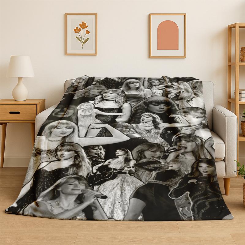 Sänger T-Taylor Singer Musik Flanelldecke Weiche Warme Überwurfdecke für Schlafzimmer Wohnzimmer Bett Reise Camping Picknick Geschenk