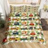 Truck Excavator Bed Cover Collection Queen Size Size Kids-oriented Nursery Cartoon Tractor Engineering Vehicle Construction Theme Bed Linen Collection
