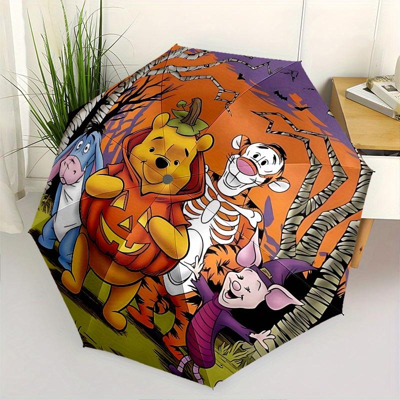 

Halloween, Winnie-the-Pooh Automatic Opening and Closing Umbrella, Compact Travel Umbrella, Lightweight and Portable, Suitable for Beach Com