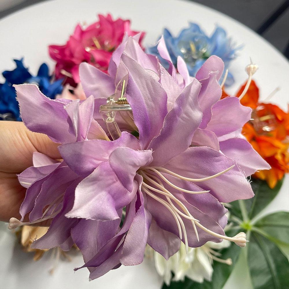 Korean Artificial Flowers Hair Claw Clip Strong Hold Realistic Nonslip Claw Clap Fairy Shark Clips Vacation Photoshoot