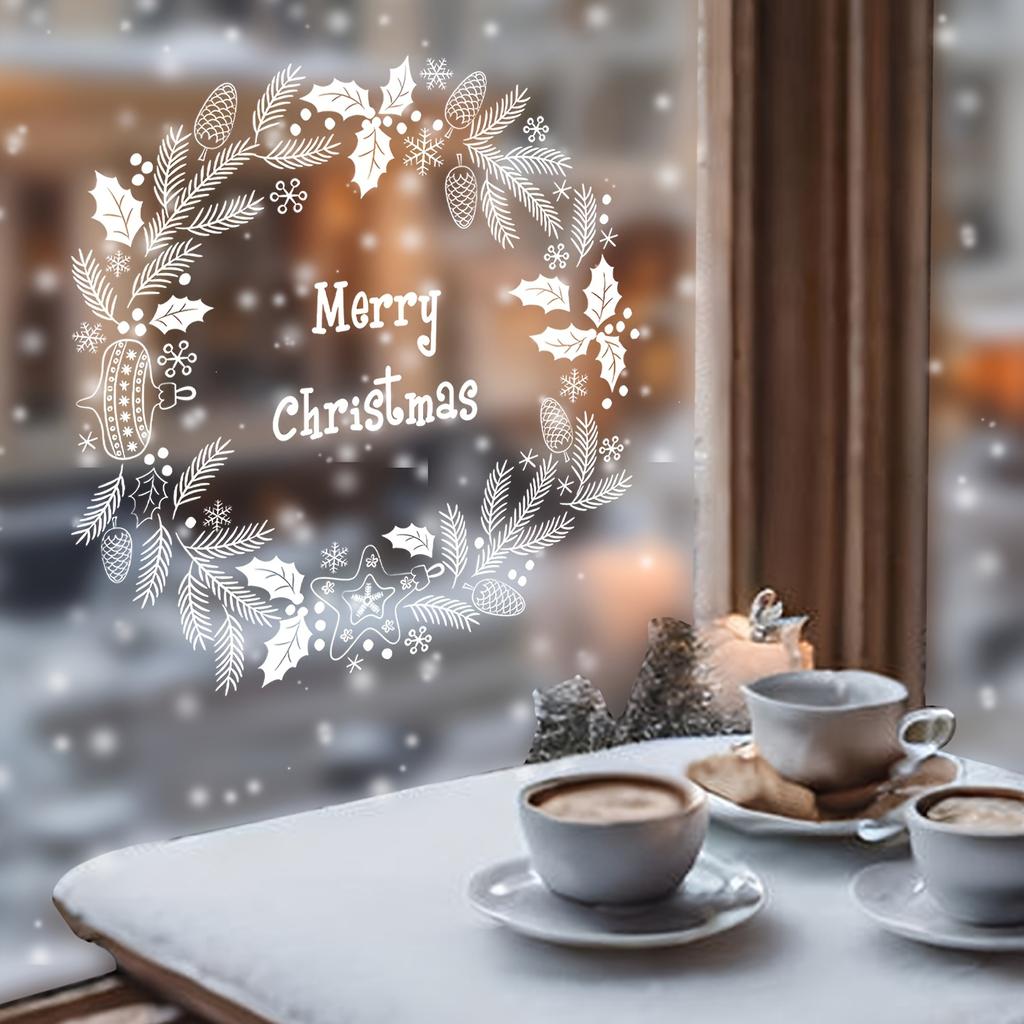 Nálepka "Veselé Vánoce" - Statická přilnavost, & Žáruvzdorná, Opakovaně použitelná, Slavnostní okenní dekorace | Vánoční dekorace