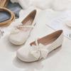 Fairy with skirt 2025 spring new women's single shoes lace versatile pearl round head flat bottom Mary Jane Doudou shoes