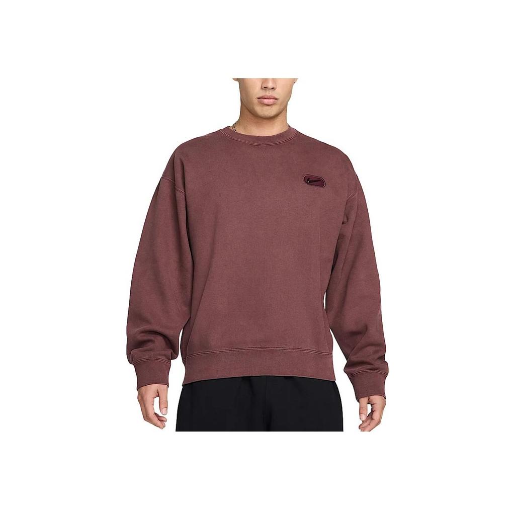 Nike Solo Swoosh Fleece Crewneck Loose Sweatshirt Men Sweatshirt Bright-Burgundy HJ2236-652