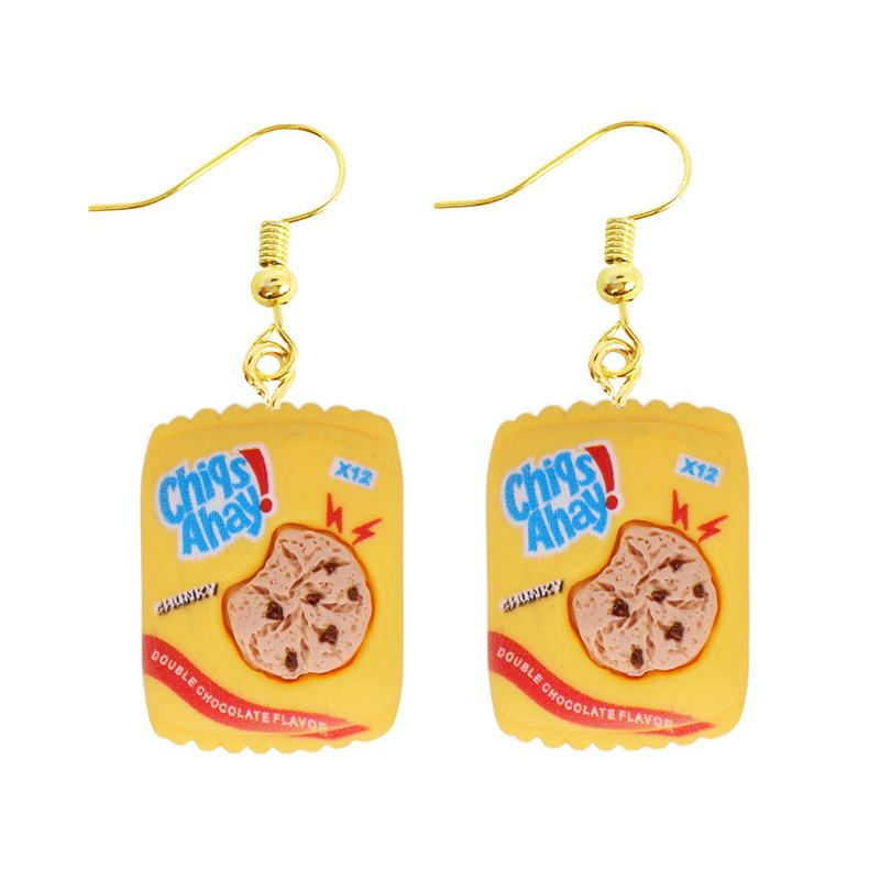 Women Earring Resin Drop Funny Custom Cute Girls Eardrop Kids Chocolate Strawberry Hamburger Dog Mushroom Broccoli Coffee