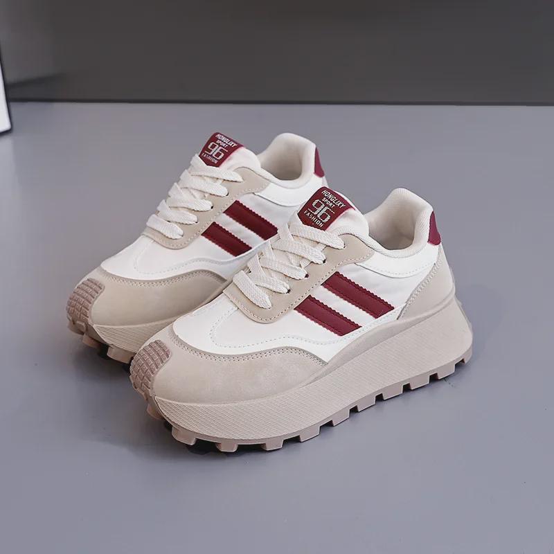 Teniși cu platformă groasă pentru femei, primăvara 2025 – Pantofi casual la modă, stil retro, pentru studenți