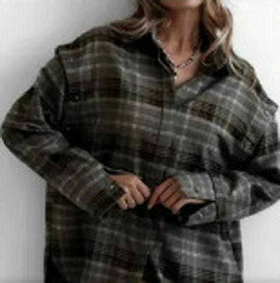 Plaid Long-Sleeve Women s Shirt - 2026 Spring/Summer Dual-Wear Design Large