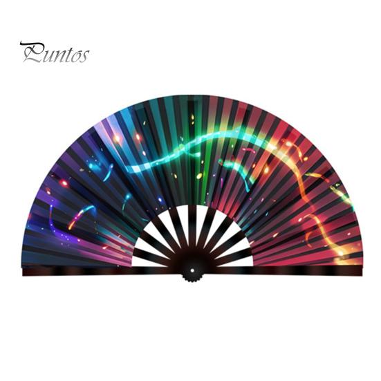 מניפה מתקפלת פלואורסצנטית UV קלת משקל מניפה ידנית לריקוד קונג פו מניפה ניידת לקירור קיץ קישוט אביזרי מסיבה