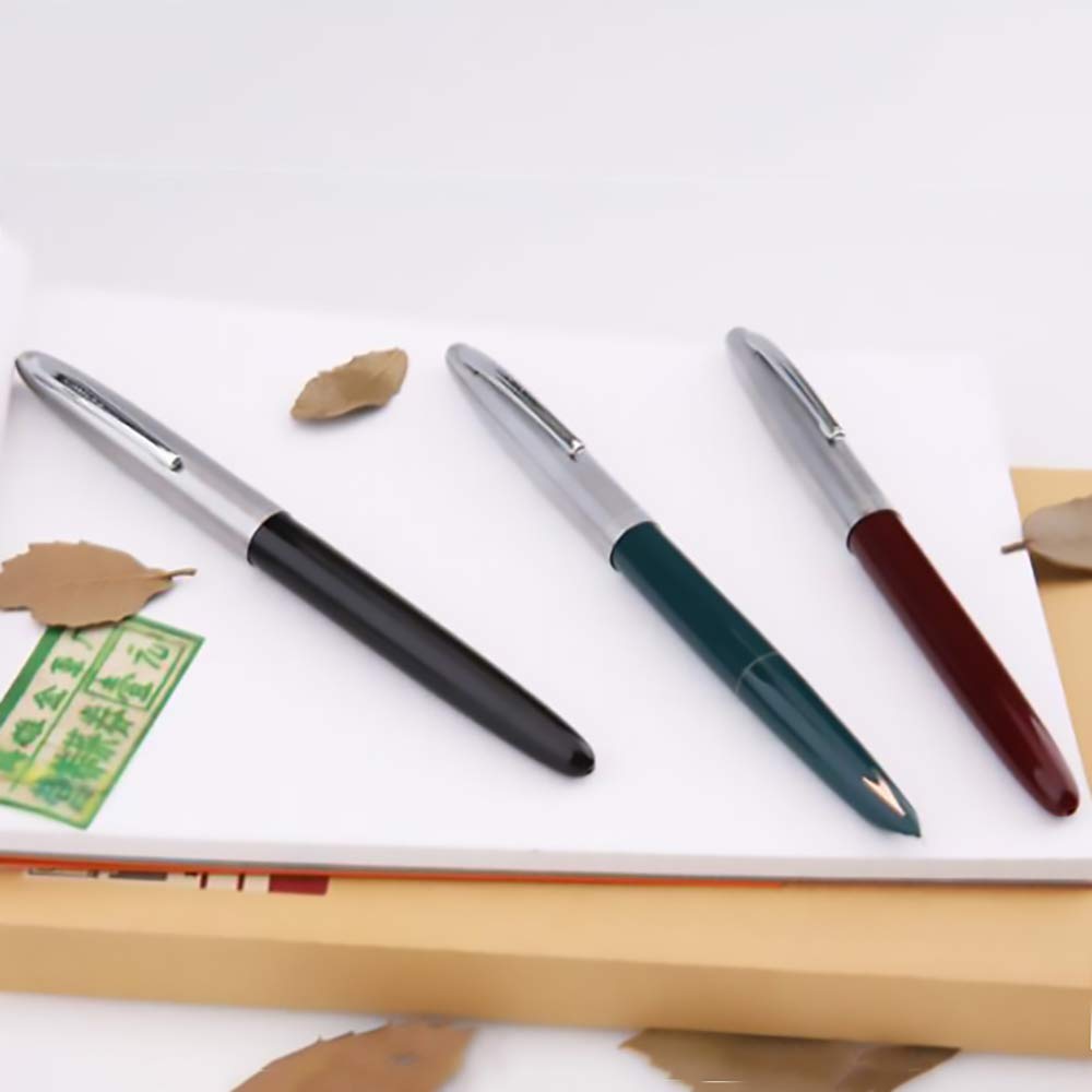 Lanxivi 3pcs Genuine Hero 329 Fountain Pen Fine Nib Gold Arrow Pattern Stainless Steel Cap