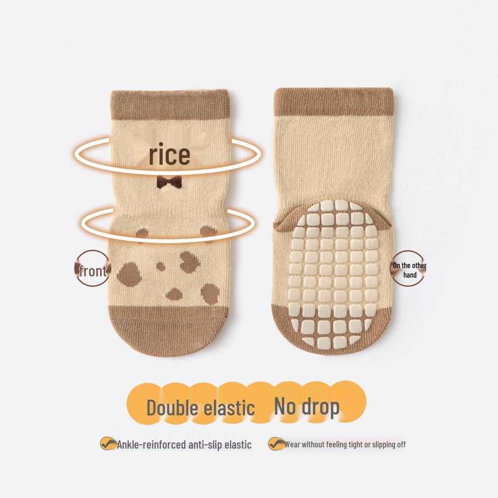 Spring Baby Socks: Non-slip, Loose Cuff, Seamless Combed Cotton Cartoon Socks for Infant & Toddler Walking Indoors