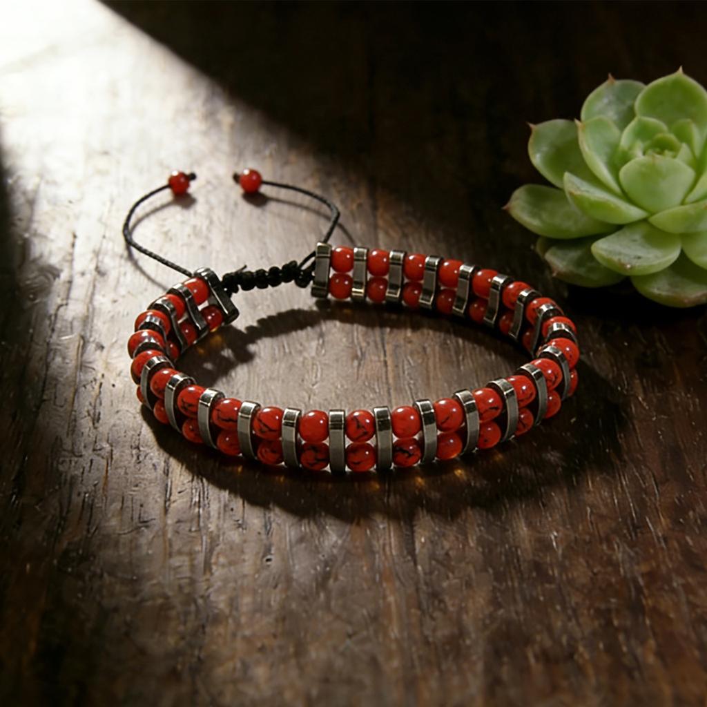 Natural Stone Bracelet, Tiger Eye Black Stone Bead Bracelet, Fashionable Double-layer Woven bracelet,Christmas Gift, Valentine's Day Gift