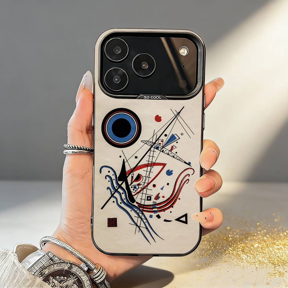 W-Wassily K-Kandinsky Art Phone Case For iPhone17,16,15,14,13,12,11,Pro,MAX Gray Matte Silicone Black Cover
