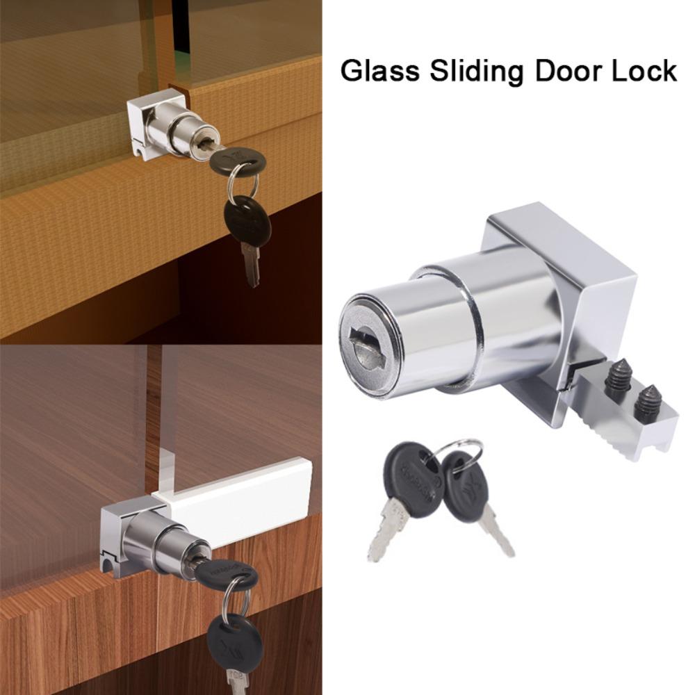New Zinc Alloy Glass Door Lock Furniture Security Display Case Lock No Punching Hardware Slide Door Lock Glass Cabinet
