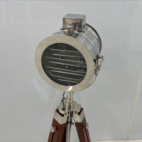Handmade Modern Studio Searchlight Nautical Floor Spot Light Wooden Tripod Stand With Lights Metal Nikhil Home Office Decorative