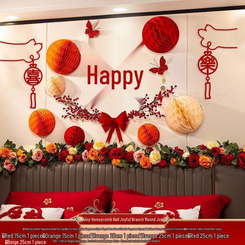 Wedding Room Decoration Set: Bride & Groom's Bedroom Double Happiness Wall Stickers