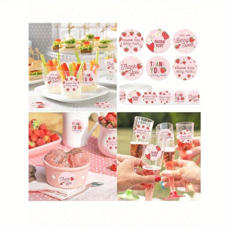 500pcs/Roll Strawberry Thank You Stickers, Non-Adhesive Seal Stickers, Fruit Decorative Stickers Suitable for Birthday Gifts, Party Cakes