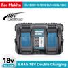 DC18RD 18V Dual Charger For Makita BL1830 BL1415 BL1430 BL1840 BL1850 BL1860 14.4V-18V Li-ion Battery Replacement 6A Charger