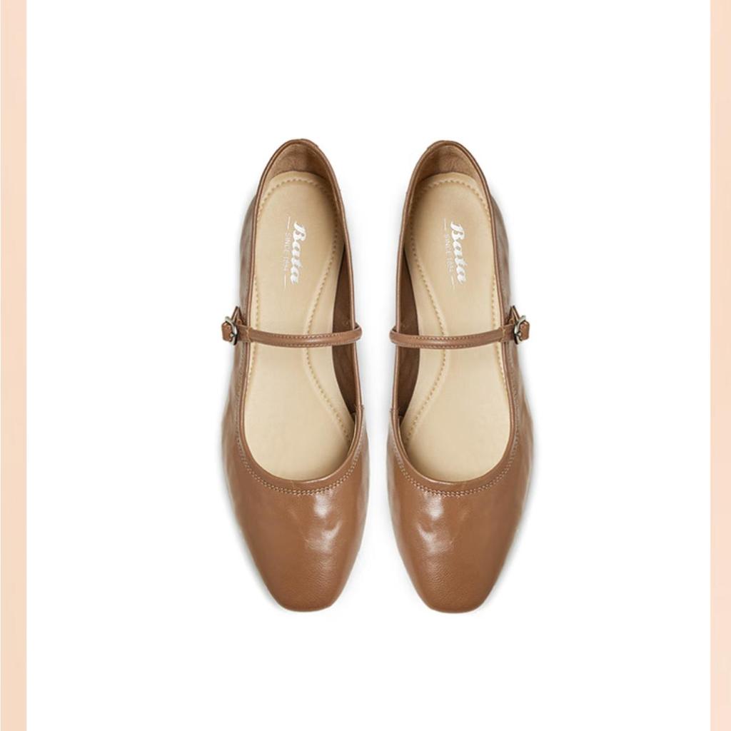Bata Leder Mary Jane Ballerinas für Damen Weichsohlige flache Schuhe