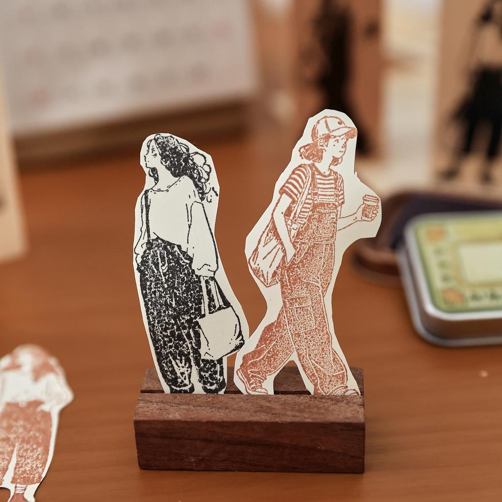 Journal GO Creative Fashion Girl Wood Stamp Vintage Plants Collage Rubber Stamps DIY Scrapbooking Standard Wooden Plants Stamp