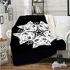 Cat with Moon Anime Blanket Throw Blanket Satanic Flannel Blanck and White Blanket for Adults Kids Halloween