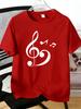 Unisexs Tee Heart Shaped Music Note Symbol Graphic Print Cotton Short Sleeve Male Casual Streetwear Outdoor Daily Basic Fashion Top