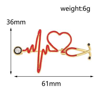 Metal Enamel Brooch Stethoscope Badge