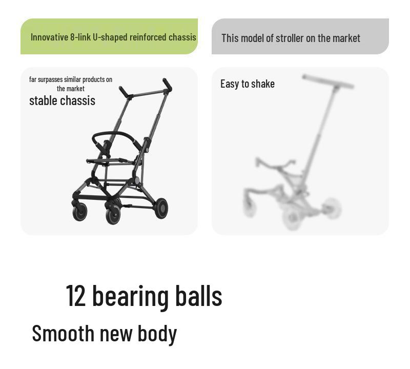 Foldable Baby Stroller: Easily Portable, Reclines for Sitting or Lying, Ideal for Travel.