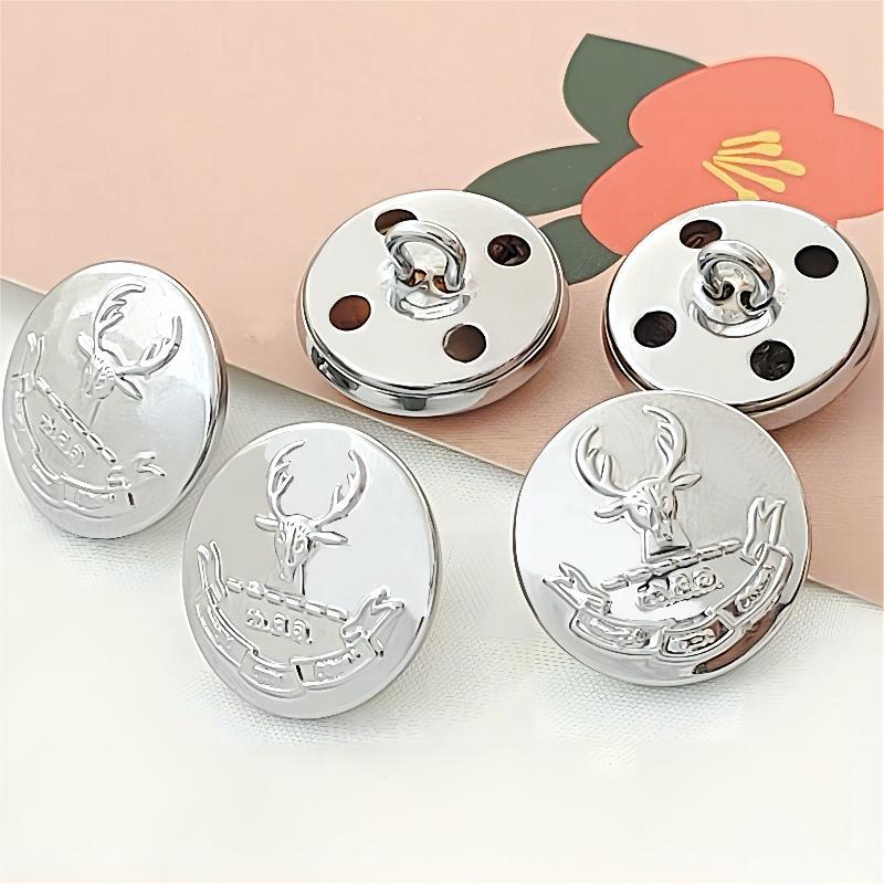 Metal Buttons High-End Clothing Accessories Hand-Sewn Round Silver Buttons Uniform Tooling Jacket Shirt Shoulder Buttons
