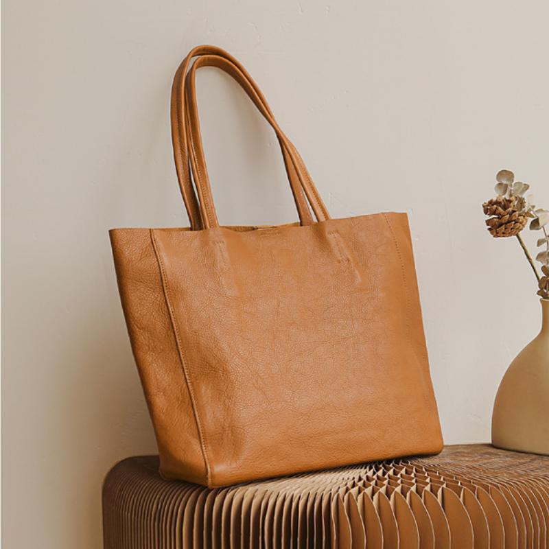 Johnature Genuine Leather Commuter Casual Tote Vintage Large Capacity Women Bag Soft Real Cowhide Shoulder Bags