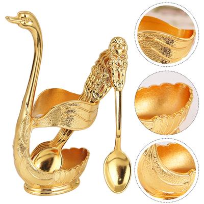 6pcs For Swan Fork and Spoon Set with Decorative Holder for Home Use Dining Office Receptions Parties and Outdoor Picnics