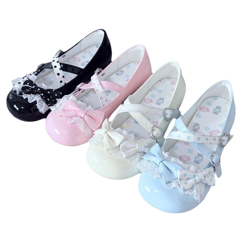 2025 neue Sommer Damen Einzelschuhe süß und niedlich rutschfest Lolita Punktmuster Schleife runde Spitze JK Einzelschuhe Damen
