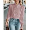 Women Autumn Long Sleeve Blouses and Shirts Office Ladies Business Single Breasted Ruffles Shirt Tops