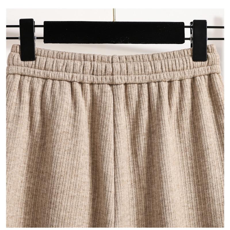 DIMANAF Plus Size Women Long Pants Thick Knitted Loose Casual Elastic Waist Lady Winter Autumn 2025