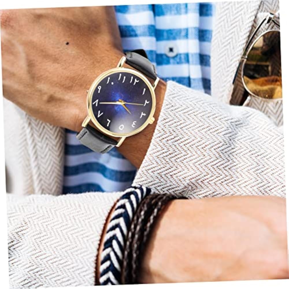 Mikinona Arabic Numeral Watch with Alloy Case and Synthetic Leather Strap, Constellation Design, ...