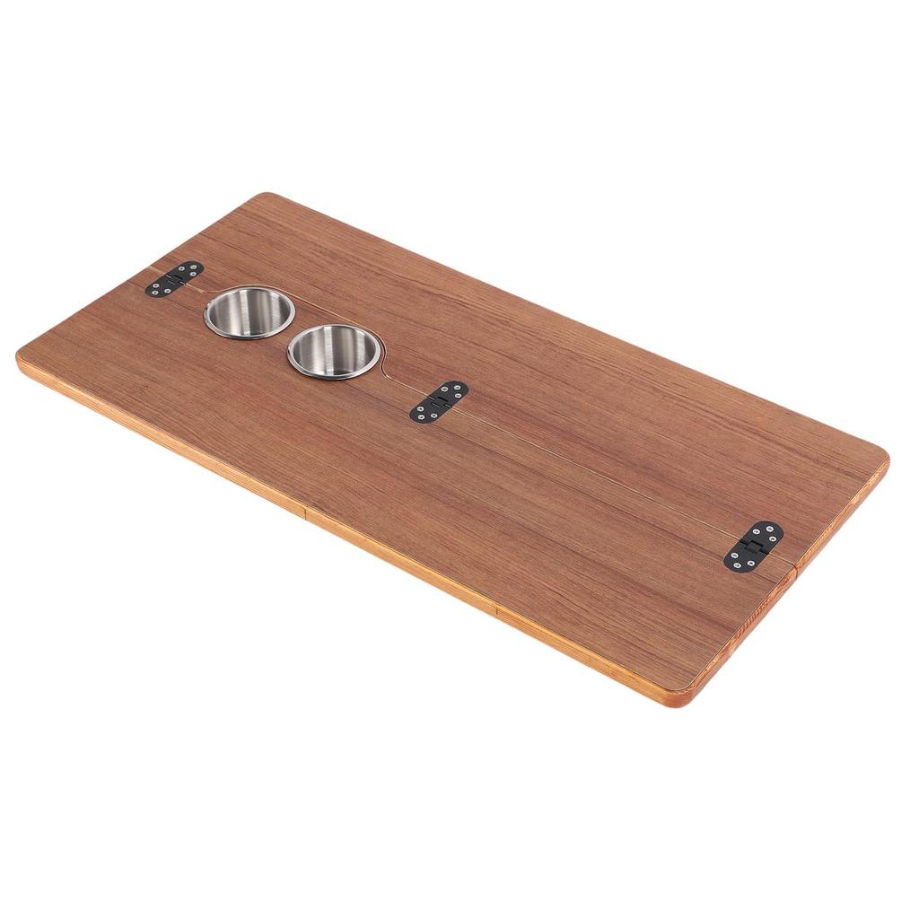 RV Table Top Replacement with 2 Cup Holders Folding In Half 31.49x15.74in Solid Wood Boat Table Top Panel for Trailer